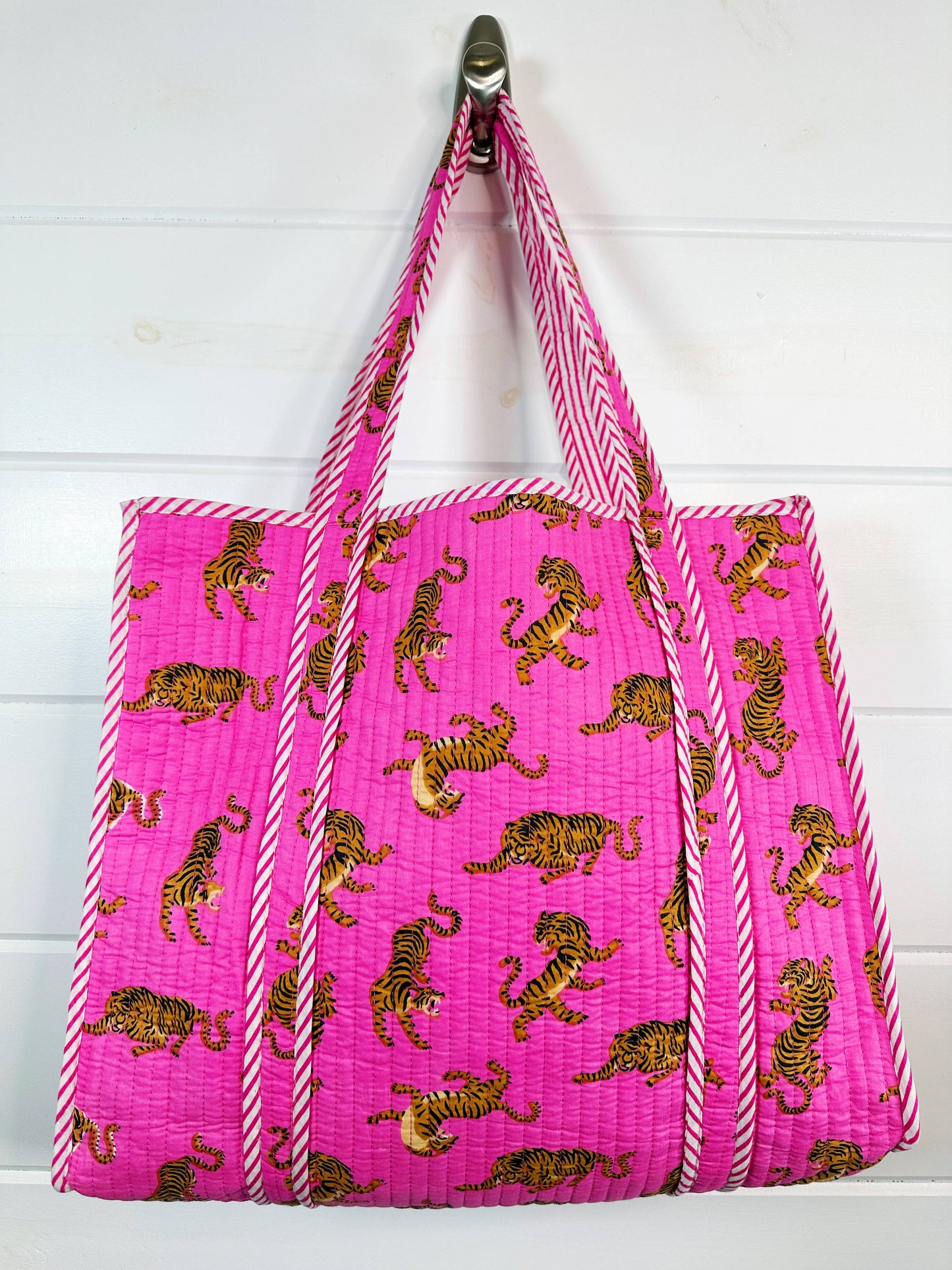 Quilted Tote Bag | Pink Tiger