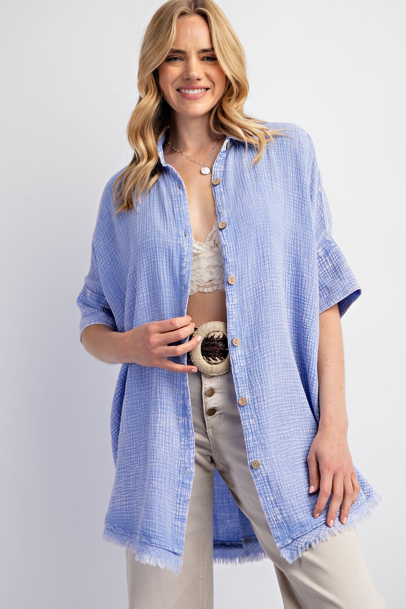 Charlotte Mineral Washed Top | Peri Blue
