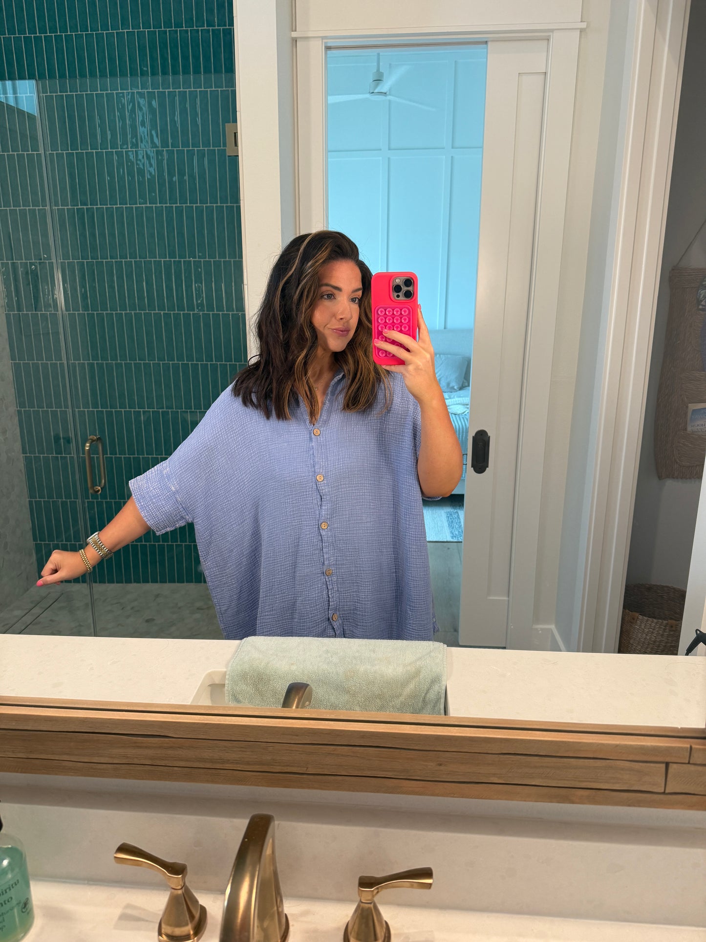 Charlotte Mineral Washed Top | Peri Blue