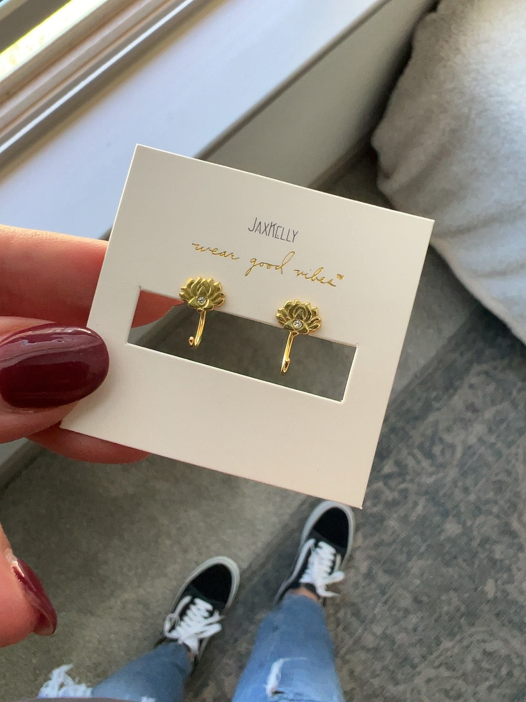 Lotus Flower Huggie Earring | Gold