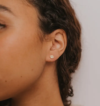Lotus Flower Huggie Earring | Gold