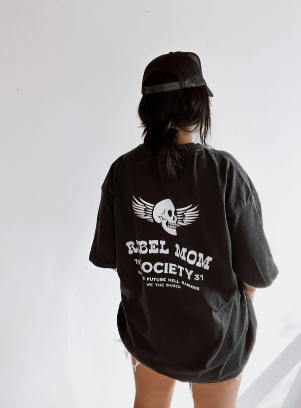 "Rebel Mom Society" Oversized Graphic Tee