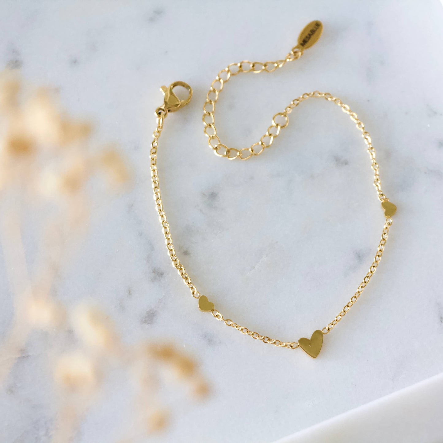 Triple Heart Bracelet in Gold
