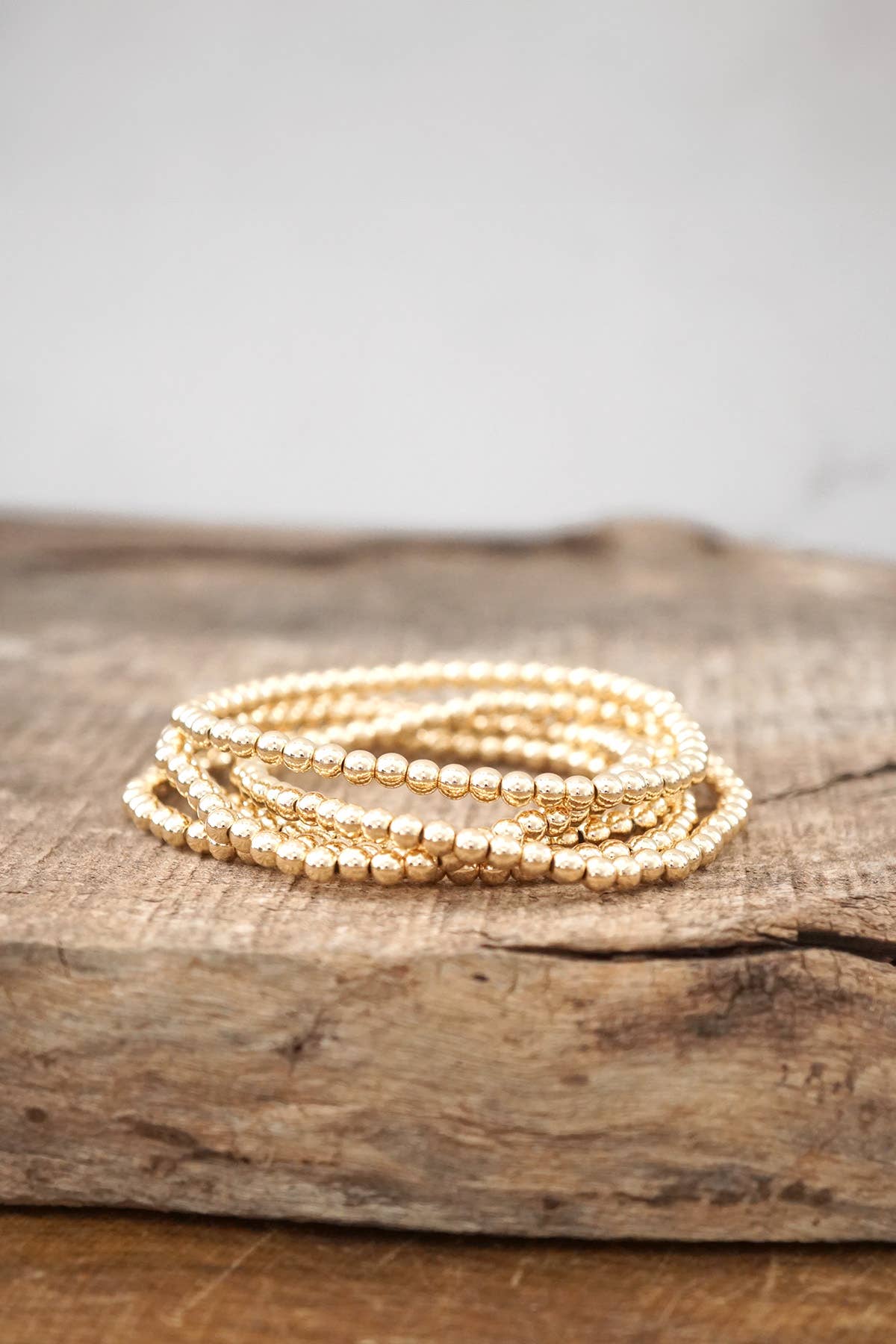 Beaded Bracelet Small stack in Gold | Set of 5