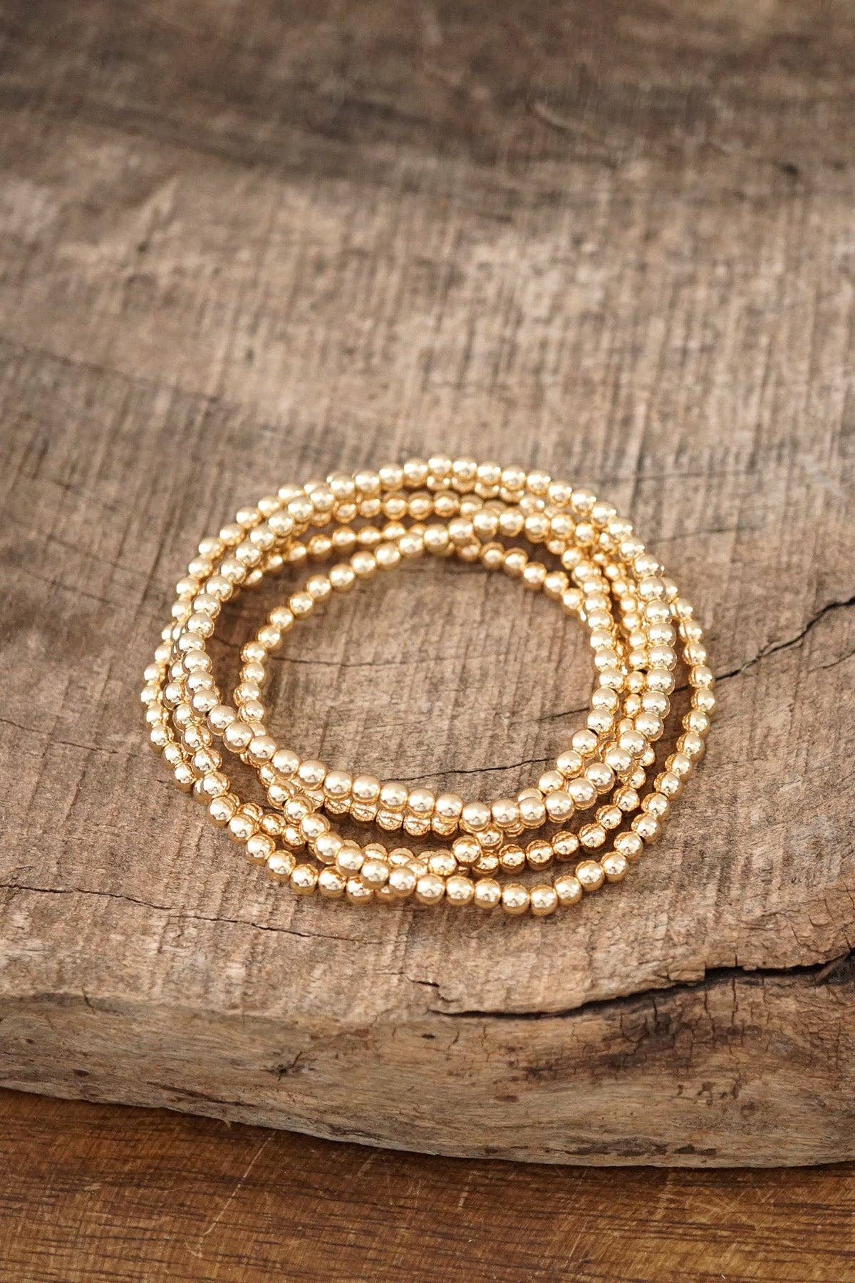 Beaded Bracelet Small stack in Gold | Set of 5