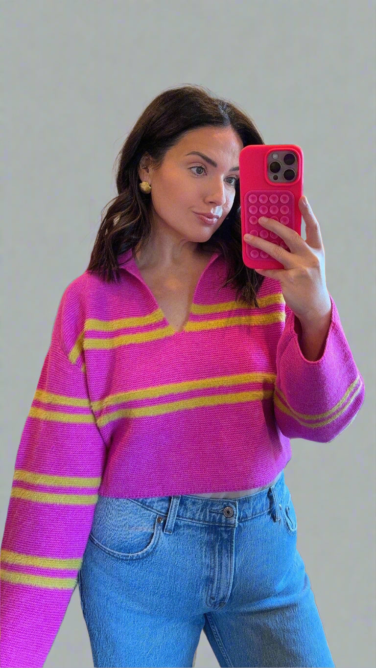 Hot Pink & Lime Stripe Sweater