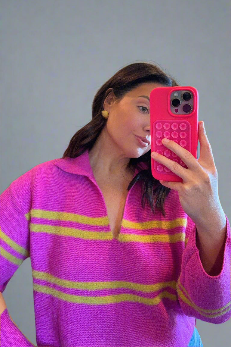 Hot Pink & Lime Stripe Sweater