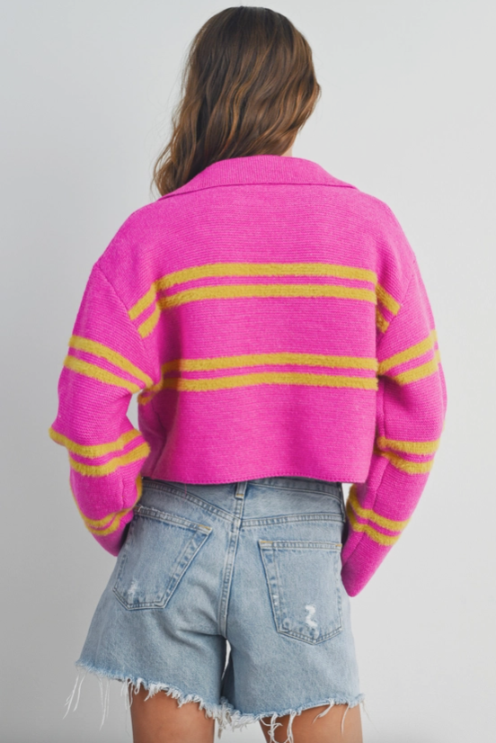 Hot Pink & Lime Stripe Sweater