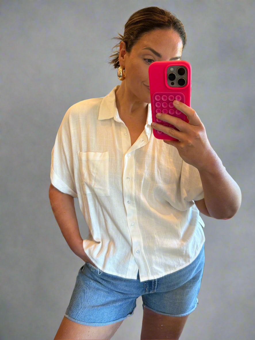 Keep it Casual Linen Blend Shirt | Off White