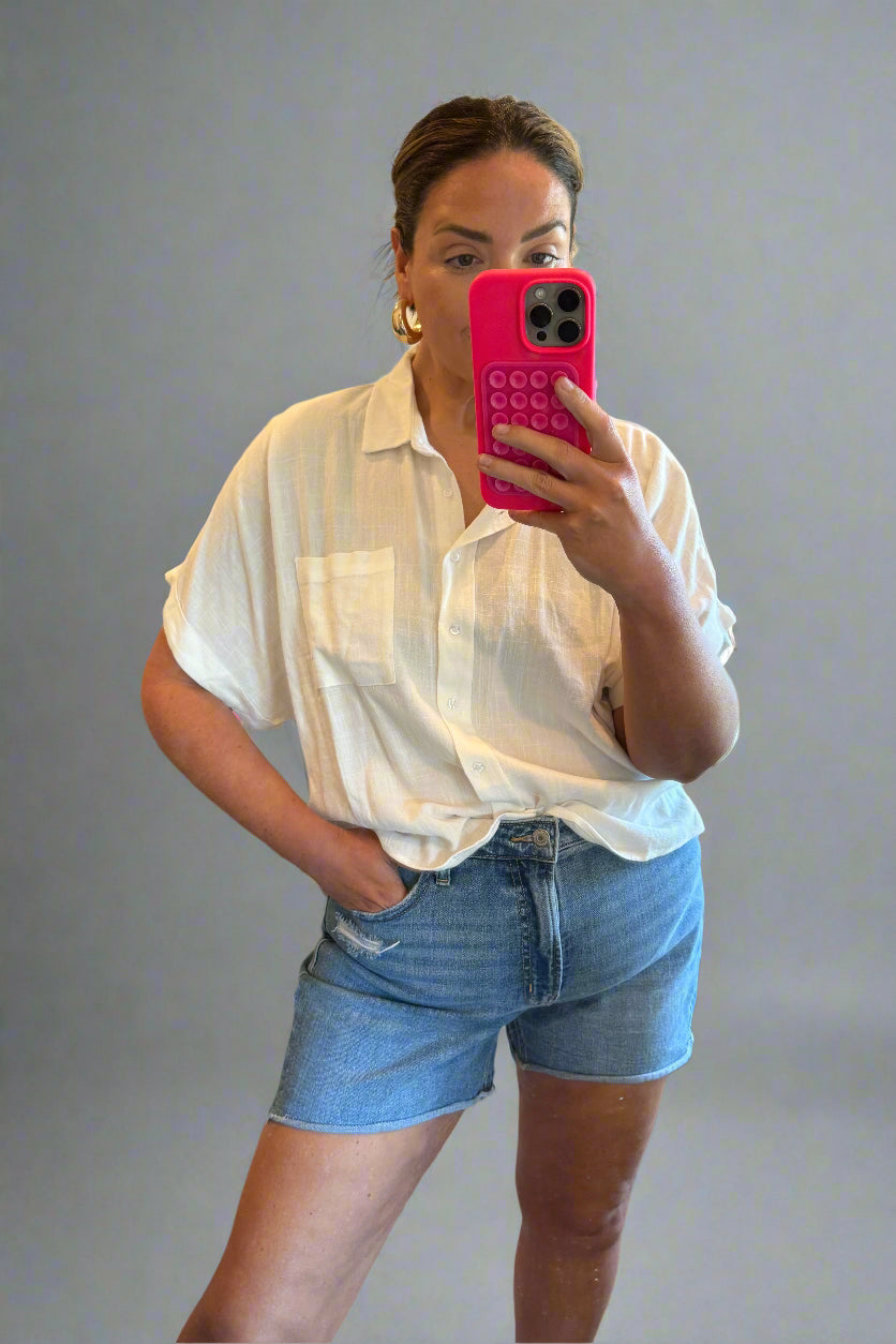 Keep it Casual Linen Blend Shirt | Off White