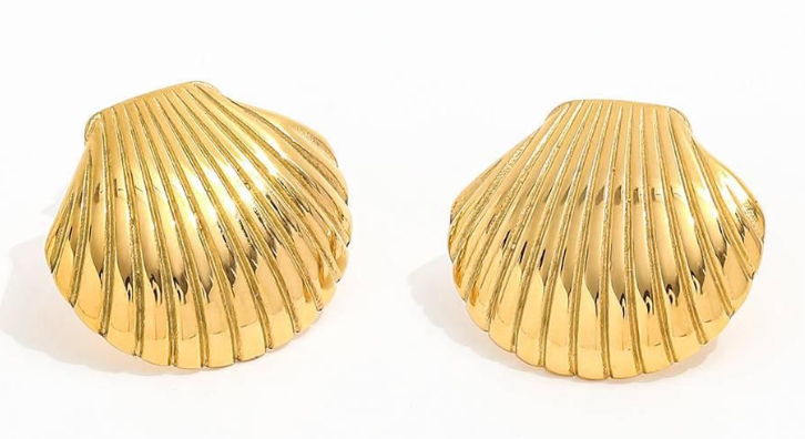 Seashell Stud Gold Earrings | ALCO