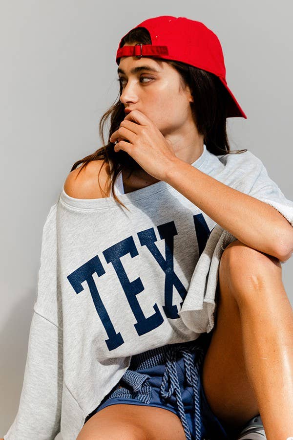 Texas Sweatshirt Top | Grey & Navy Blue