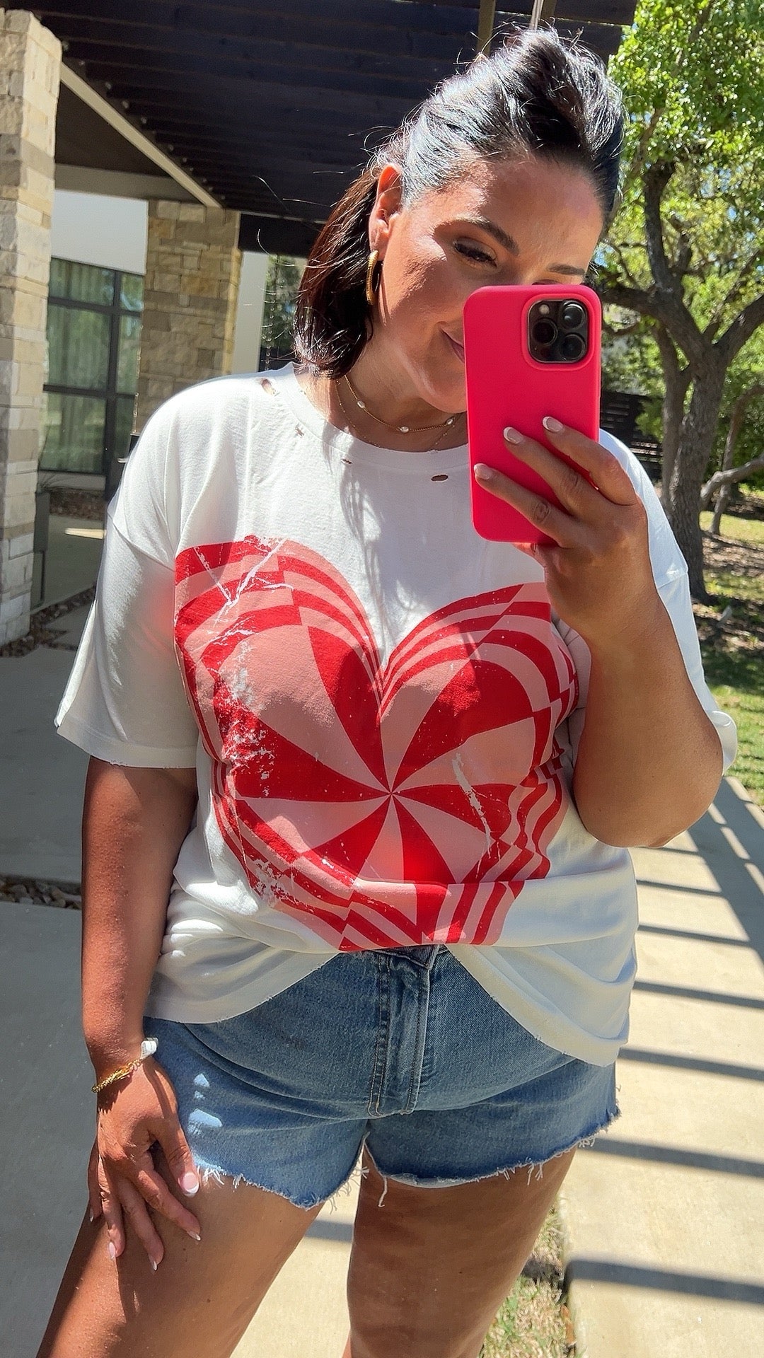 Red Heart Distressed Graphic Tee