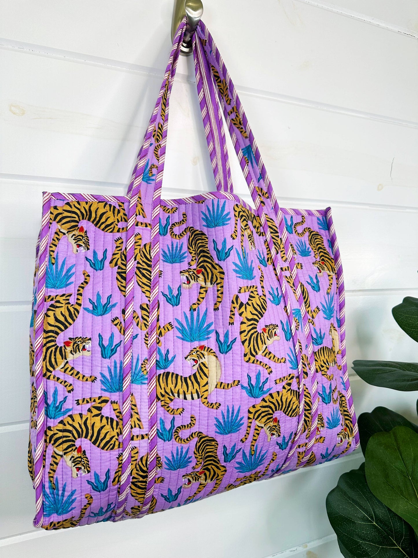 Quilted Tote Bags | Purple Tiger