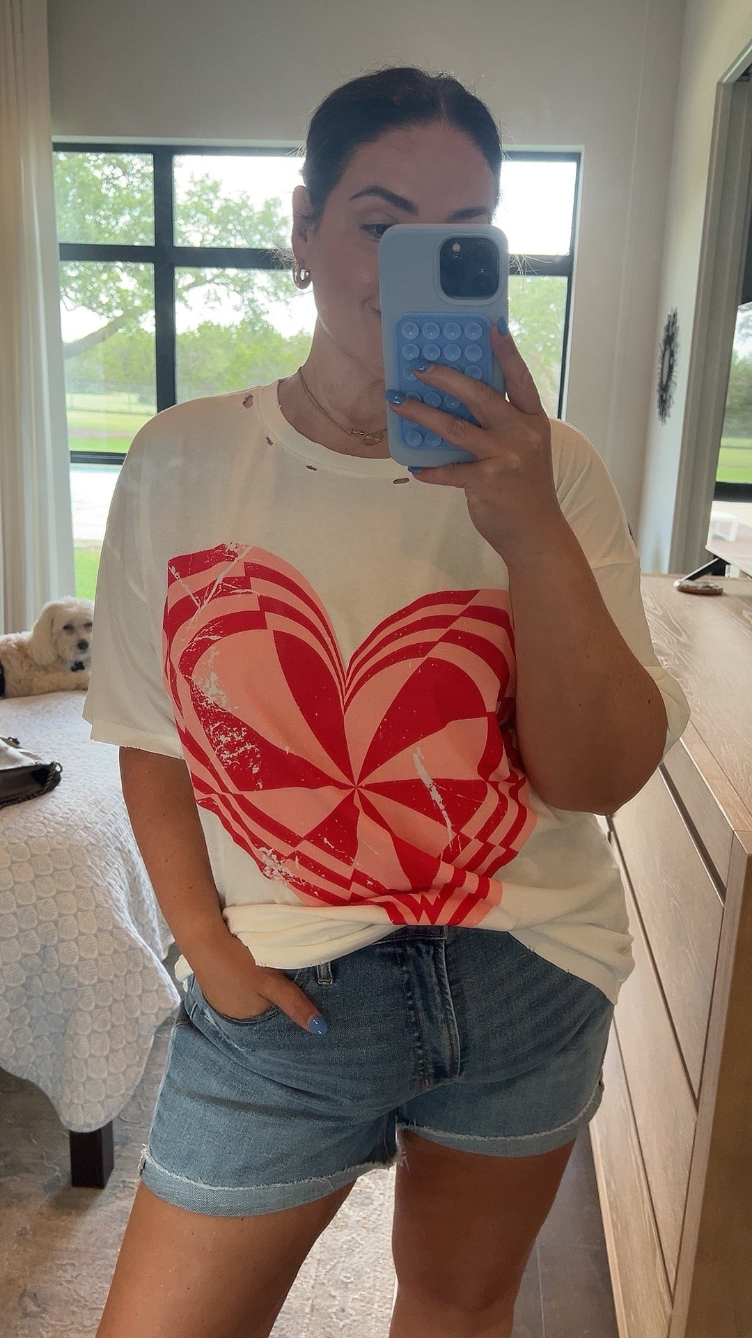 Red Heart Distressed Graphic Tee