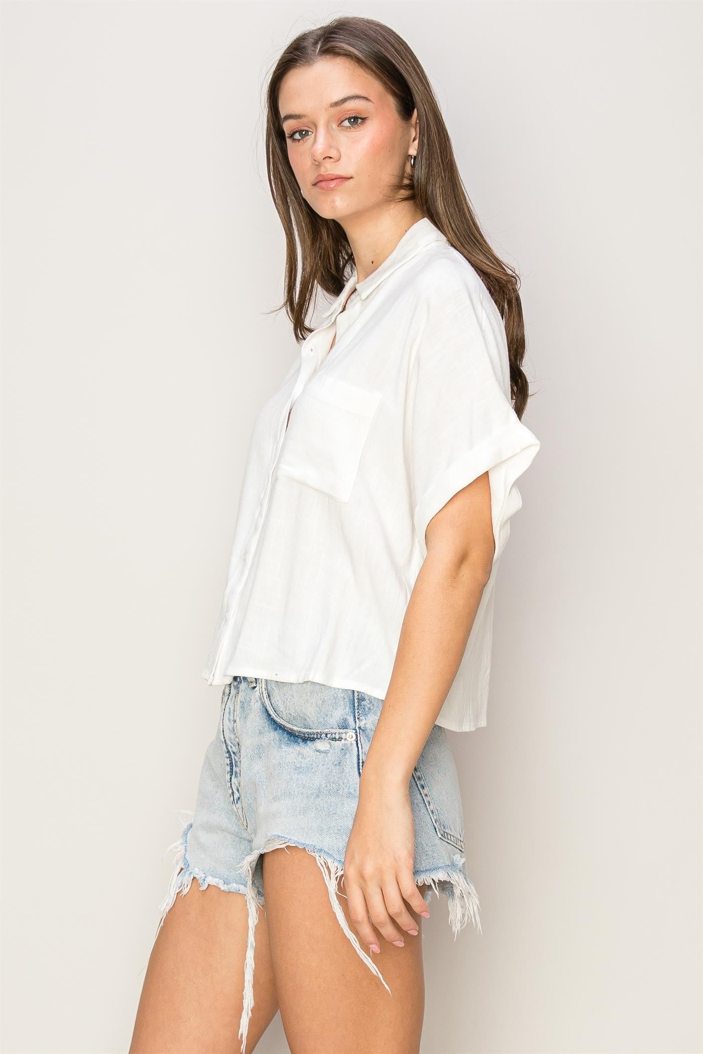 Keep it Casual Linen Blend Shirt | Off White