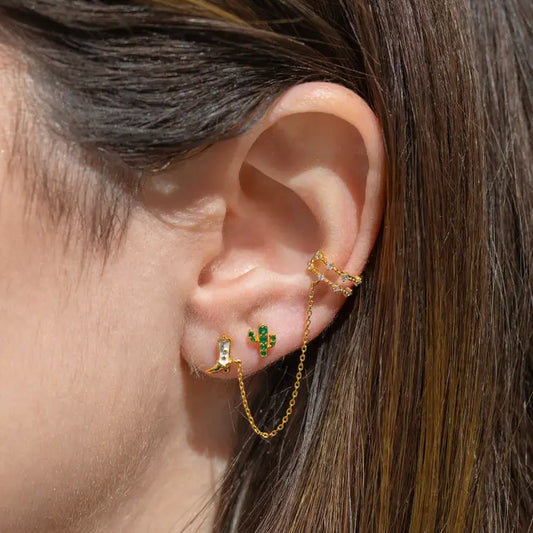 Rodeo Queen Studs + Ear Cuff in Gold