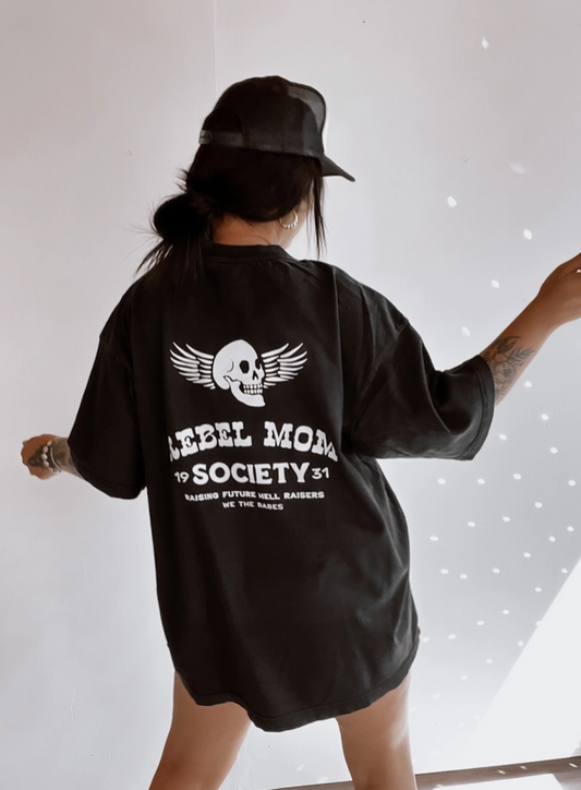 "Rebel Mom Society" Oversized Graphic Tee