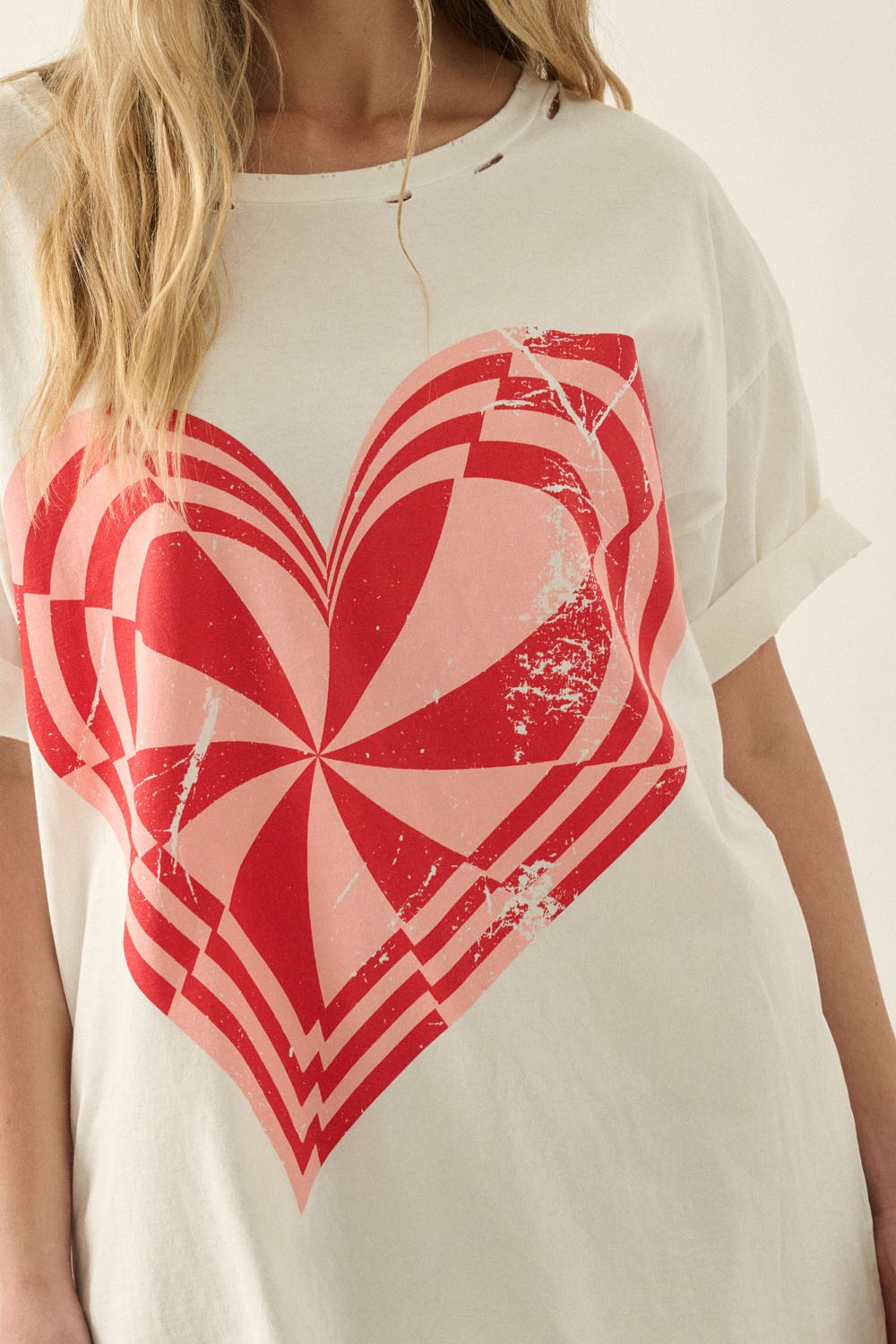 Red Heart Distressed Graphic Tee