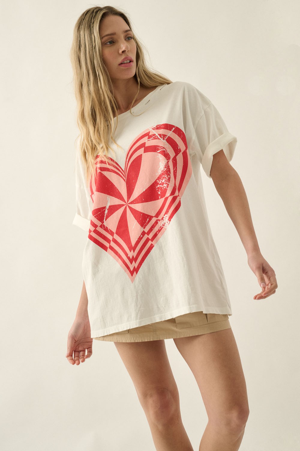 Red Heart Distressed Graphic Tee