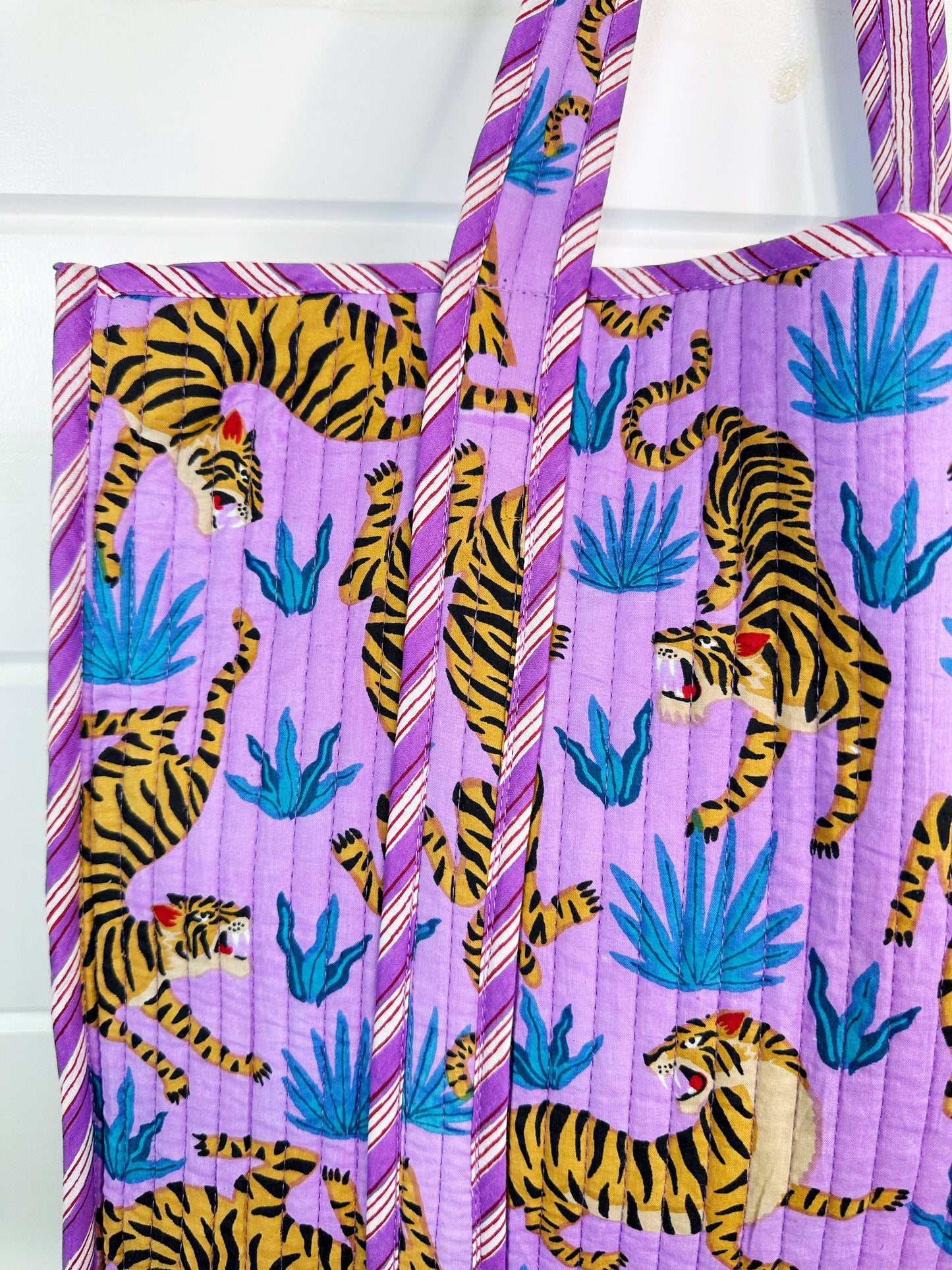 Quilted Tote Bags | Purple Tiger