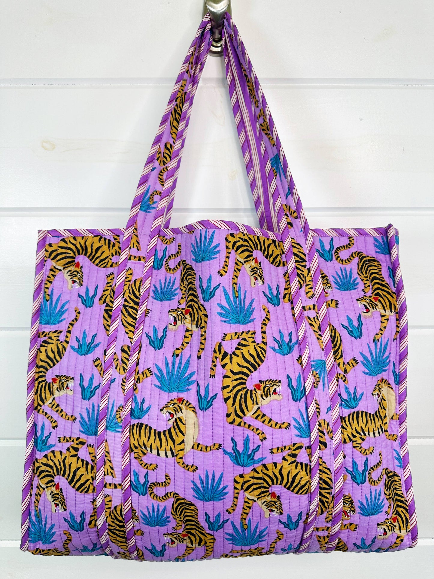 Quilted Tote Bags | Purple Tiger