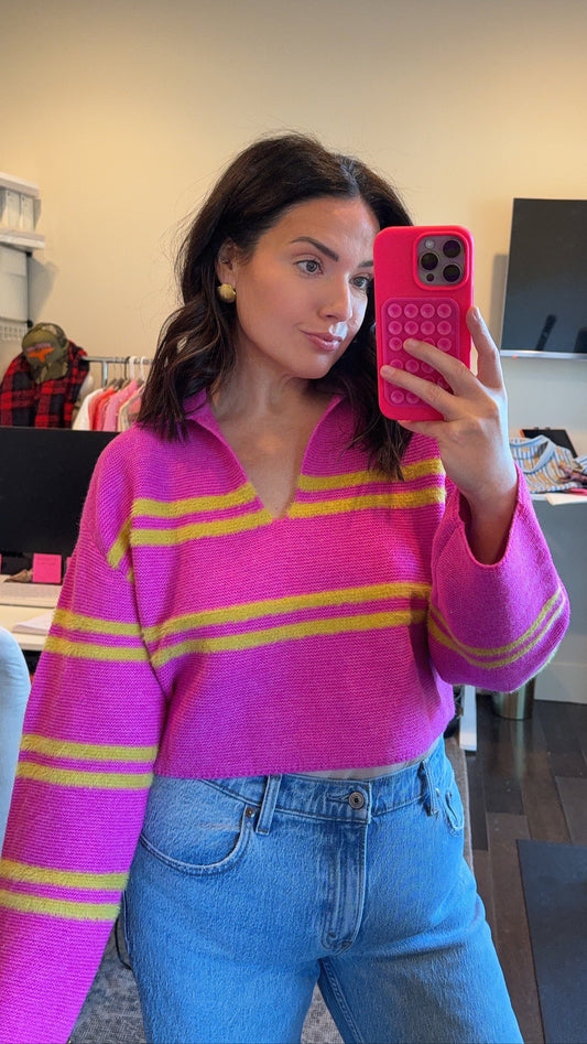 Hot Pink & Lime Stripe Sweater