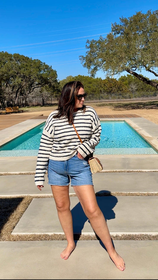 Nautical Stripe Sweater | Ivory & Navy